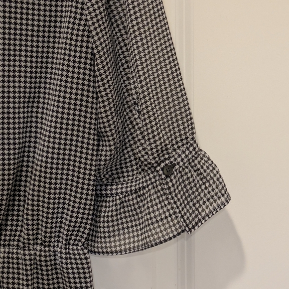 EUC Banana Republic M Houndstooth Fully Lined Ruffle Collar Dress with Pockets - Picture 8 of 10